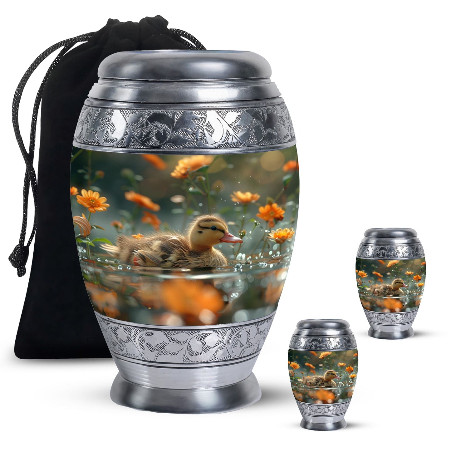 Personalized Flower Memorial Urn for Women - 10-inch, 200 cu in - Yatskia