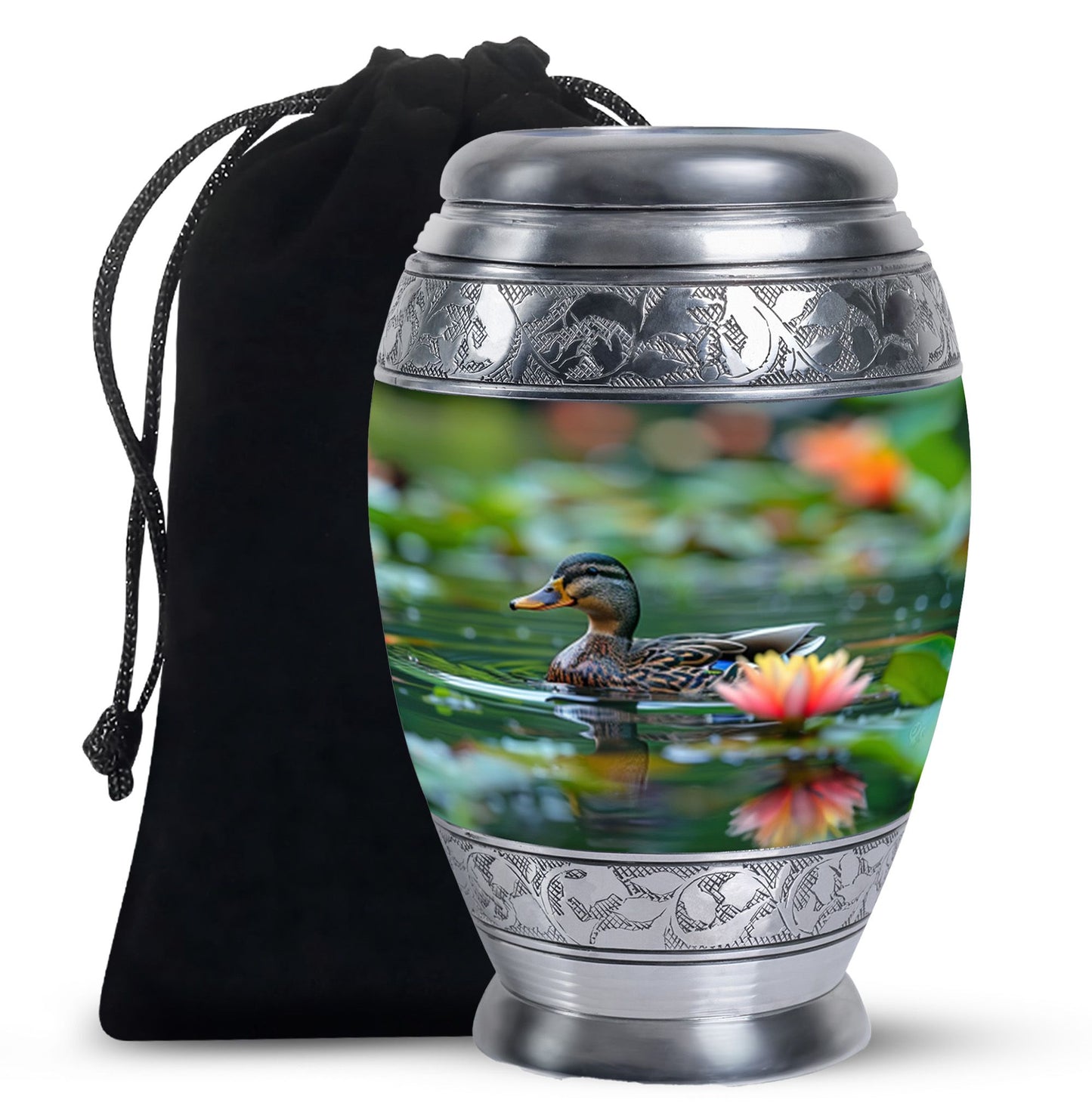 Green Personalized Bird Cremation Urn for Men & Women - 10-inch, 200 cu in - Yatskia