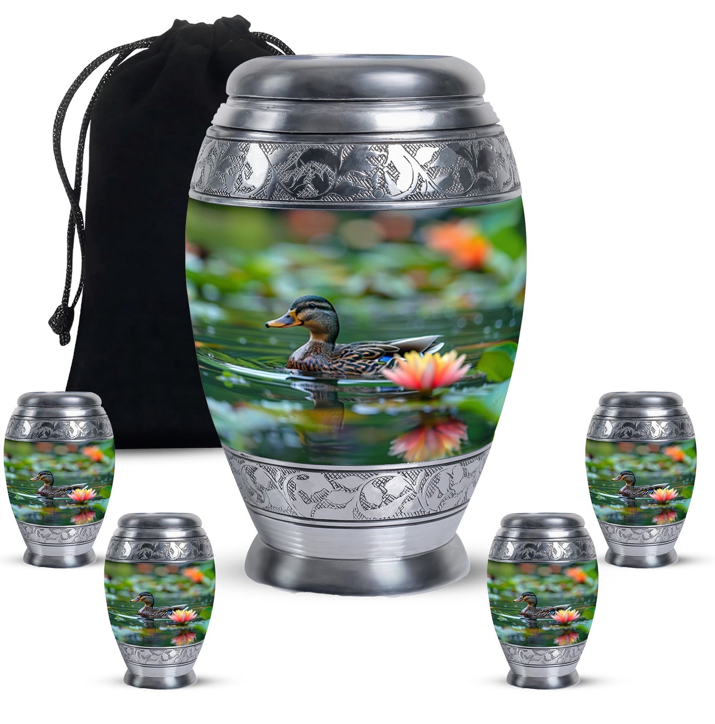 Green Personalized Bird Cremation Urn for Men & Women - 10-inch, 200 cu in - Yatskia