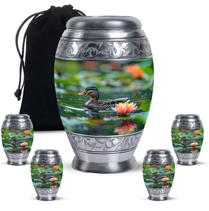 Green Personalized Bird Cremation Urn for Men & Women - 10-inch, 200 cu in - Yatskia