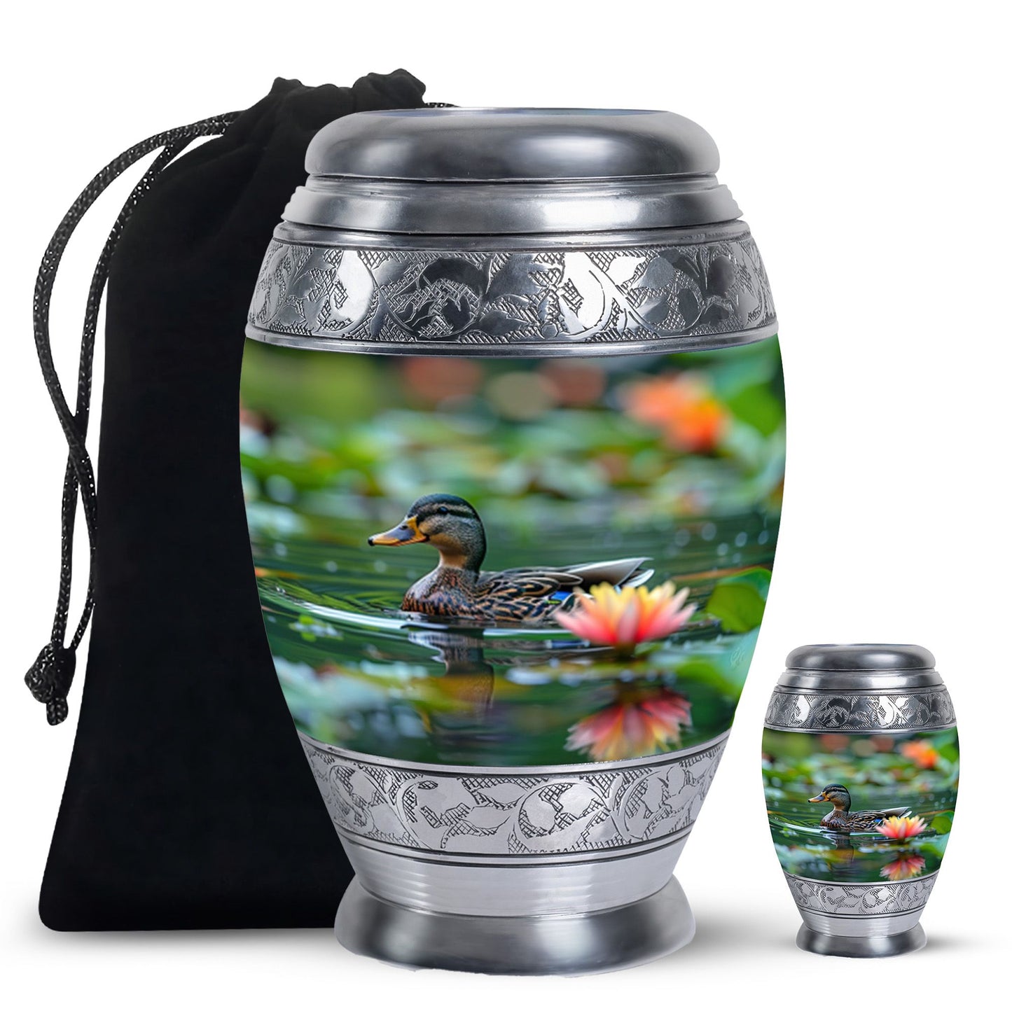 Green Personalized Bird Cremation Urn for Men & Women - 10-inch, 200 cu in - Yatskia