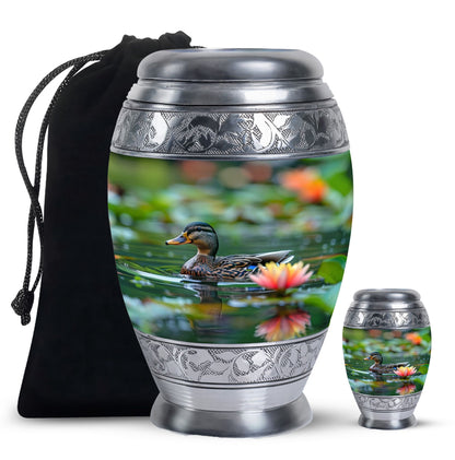 Green Personalized Bird Cremation Urn for Men & Women - 10-inch, 200 cu in - Yatskia