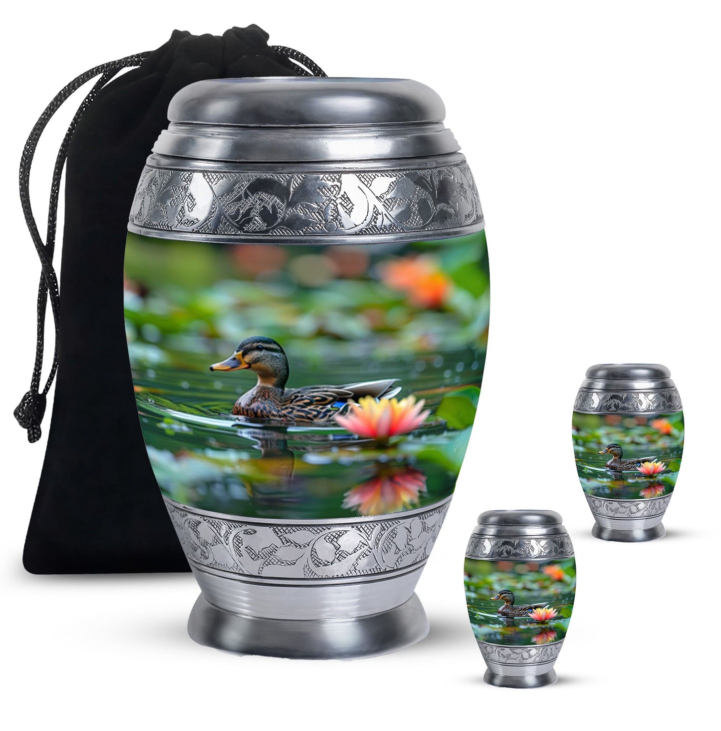 Green Personalized Bird Cremation Urn for Men & Women - 10-inch, 200 cu in - Yatskia