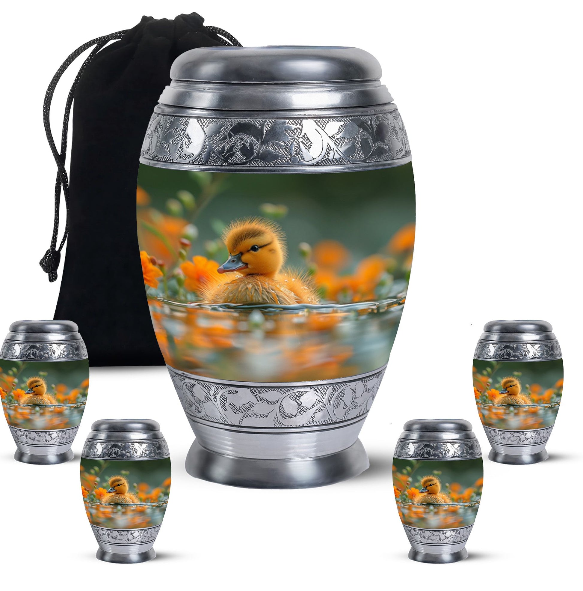 Golden Duckling Memorial Urn Set - Duck Cremation Urn For Ashes