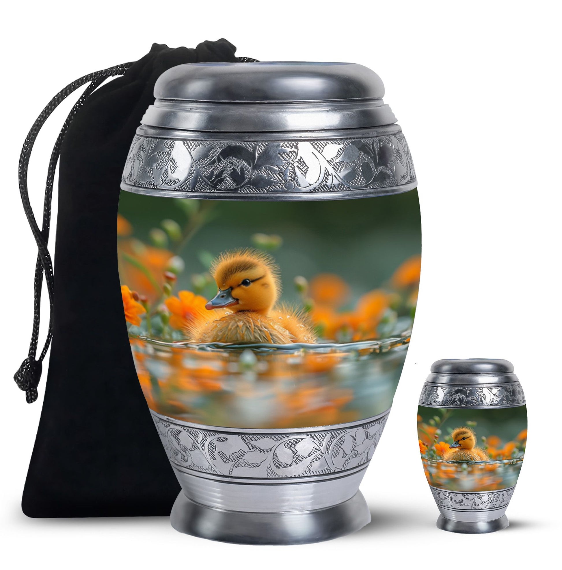 Golden Duckling Memorial Urn Set - Duck Cremation Urn For Ashes