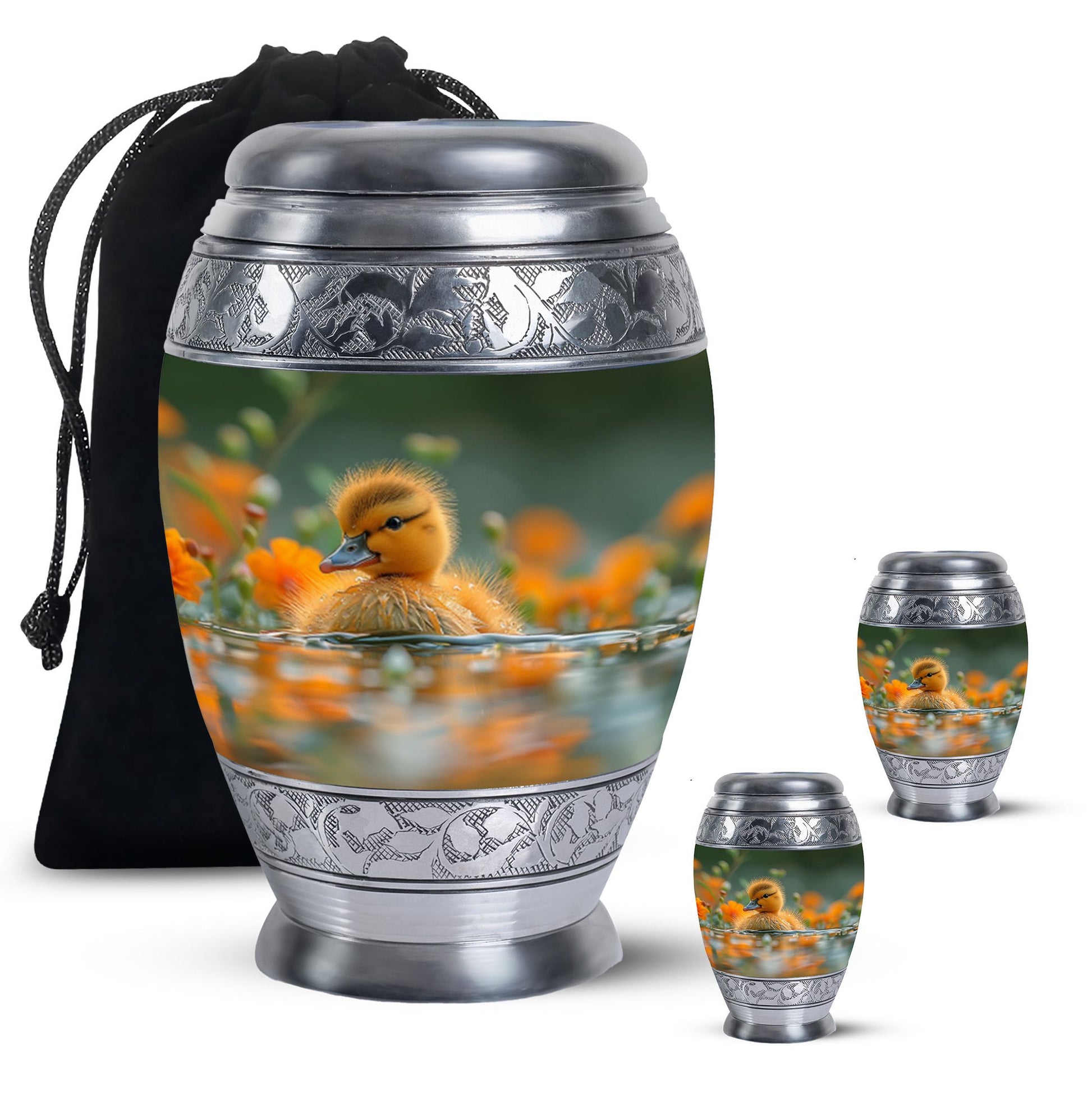 Golden Duckling Memorial Urn Set - Duck Cremation Urn For Ashes