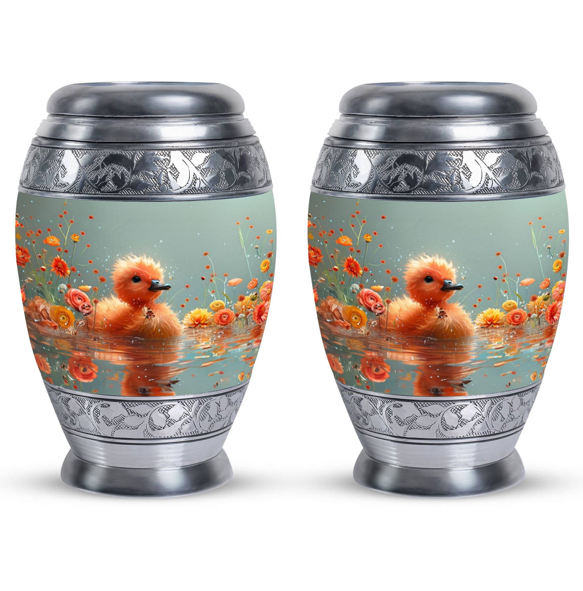 Baby Duck Memorial Urn Combo Set - Large And Keepsake Ashes Urn