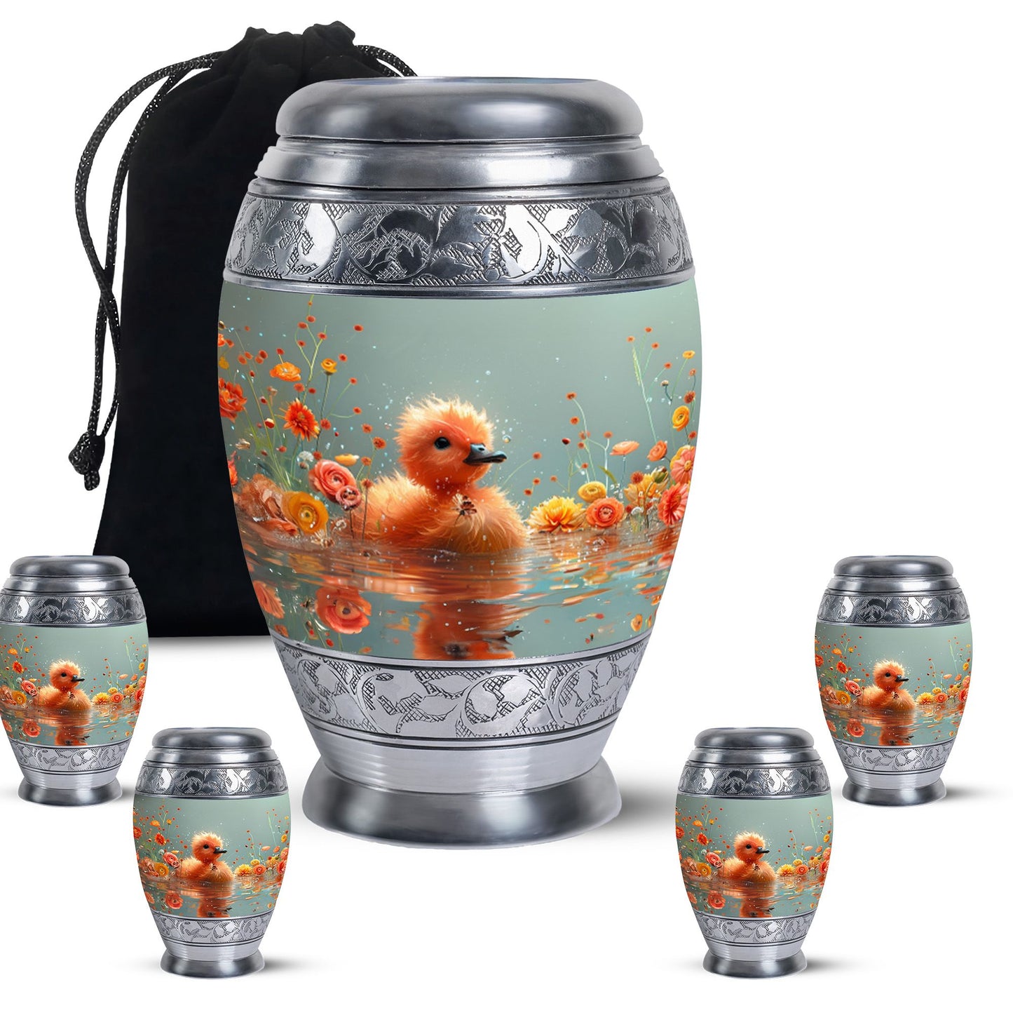 Personalized Flower Keepsake Urn for Human Ashes - 10-inch, 200 cu in - Yatskia