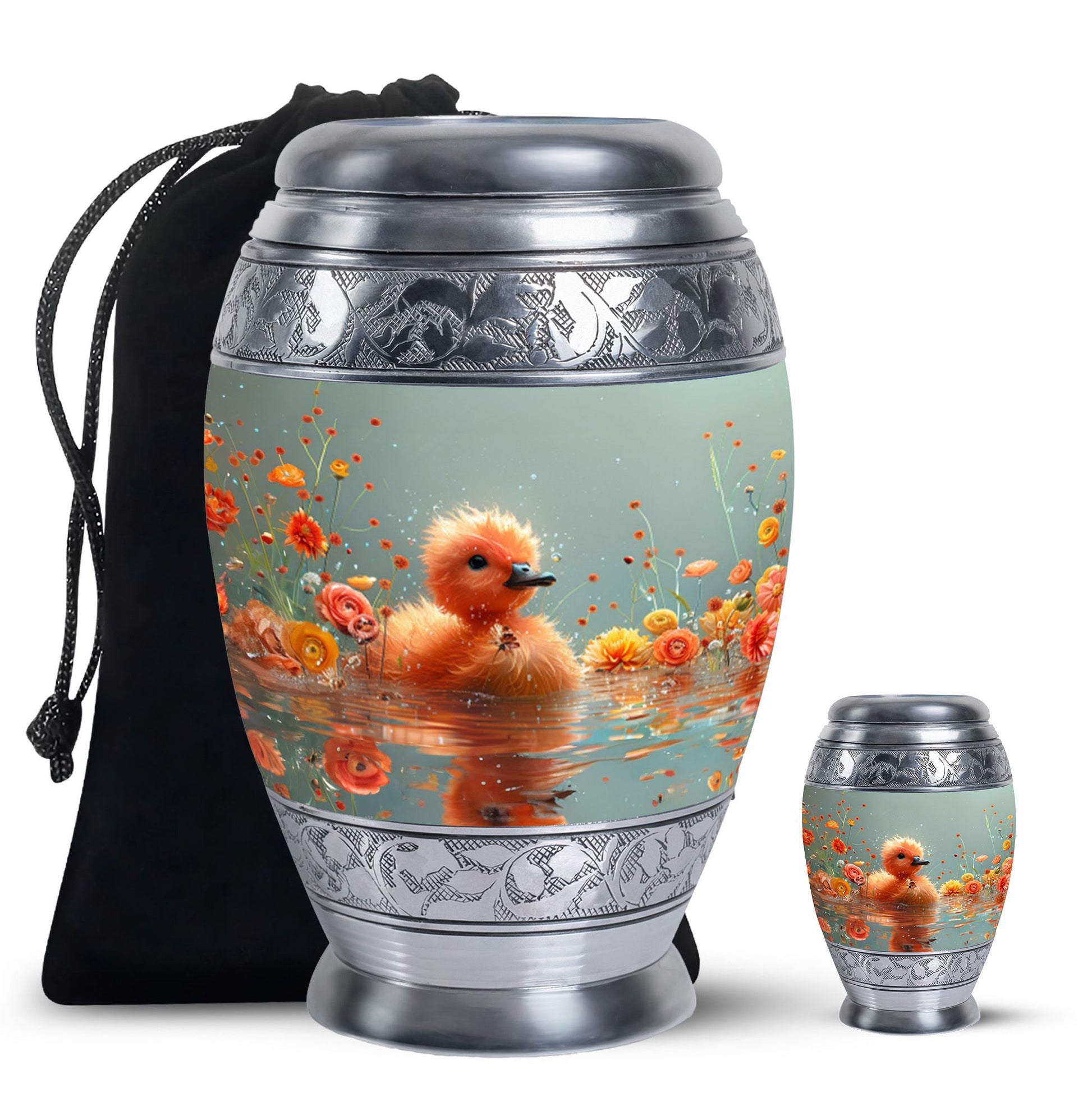 Baby Duck Memorial Urn Combo Set - Large And Keepsake Ashes Urn