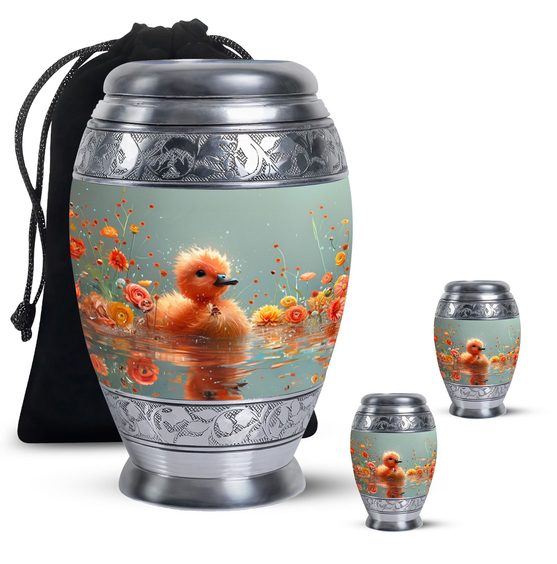 Baby Duck Memorial Urn Combo Set - Large And Keepsake Ashes Urn
