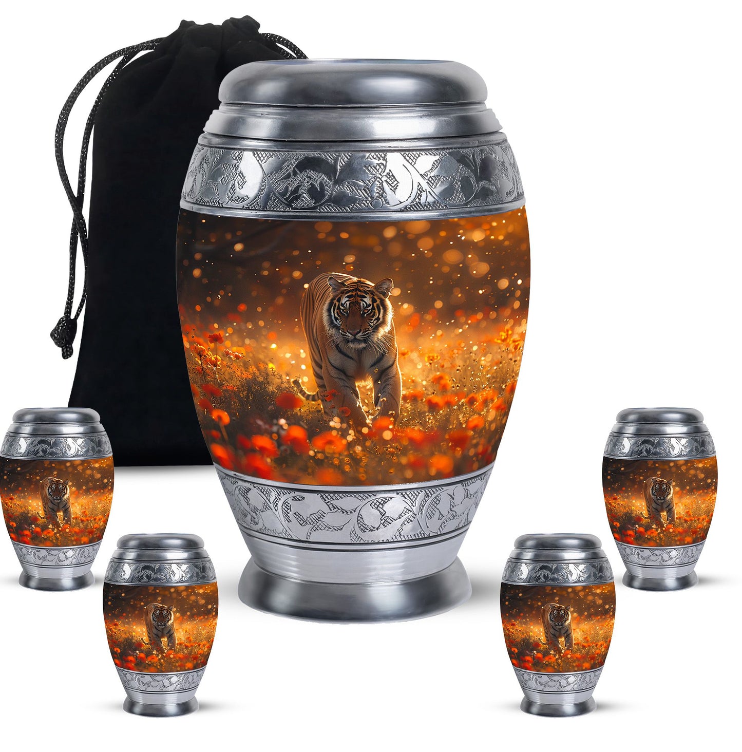 Personalized Tiger Cremation Urn for Human Ashes - 10-inch, 200 cu in - Yatskia