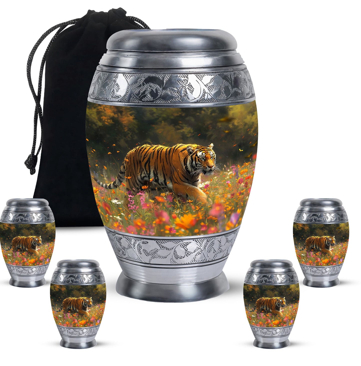 Personalized Tiger Keepsake Urn for Human Ashes - 10-inch, 200 cu in - Yatskia