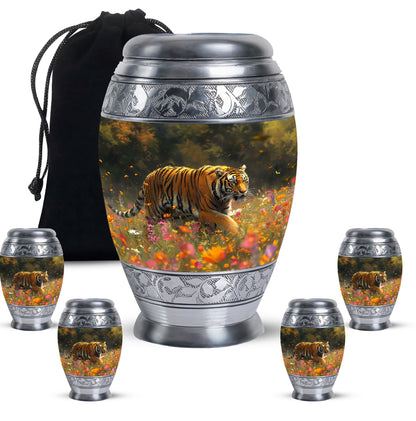Personalized Tiger Keepsake Urn for Human Ashes - 10-inch, 200 cu in - Yatskia