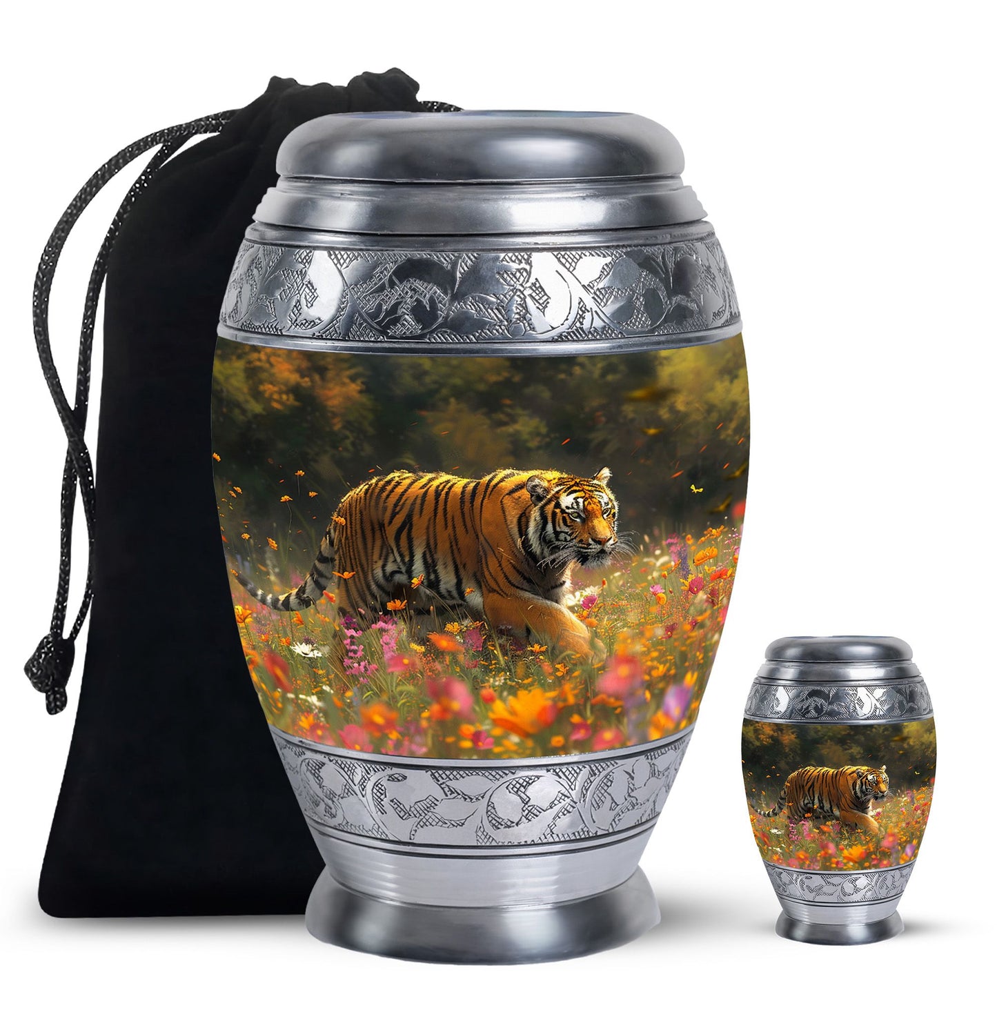 Personalized Tiger Keepsake Urn for Human Ashes - 10-inch, 200 cu in - Yatskia