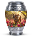 Tiger Memorial Urn For Ashes - Pink Flowers Garden Cremation Urn