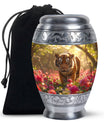 Tiger Memorial Urn For Ashes - Pink Flowers Garden Cremation Urn