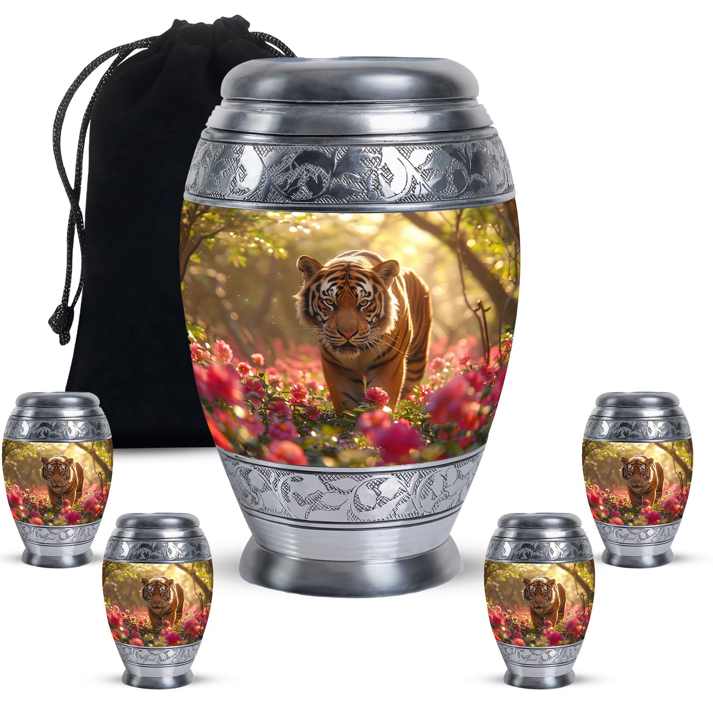 Personalized Tiger Cremation Urn for Human Ashes - 10-inch, 200 cu in - Yatskia