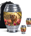 Tiger Memorial Urn For Ashes - Pink Flowers Garden Cremation Urn
