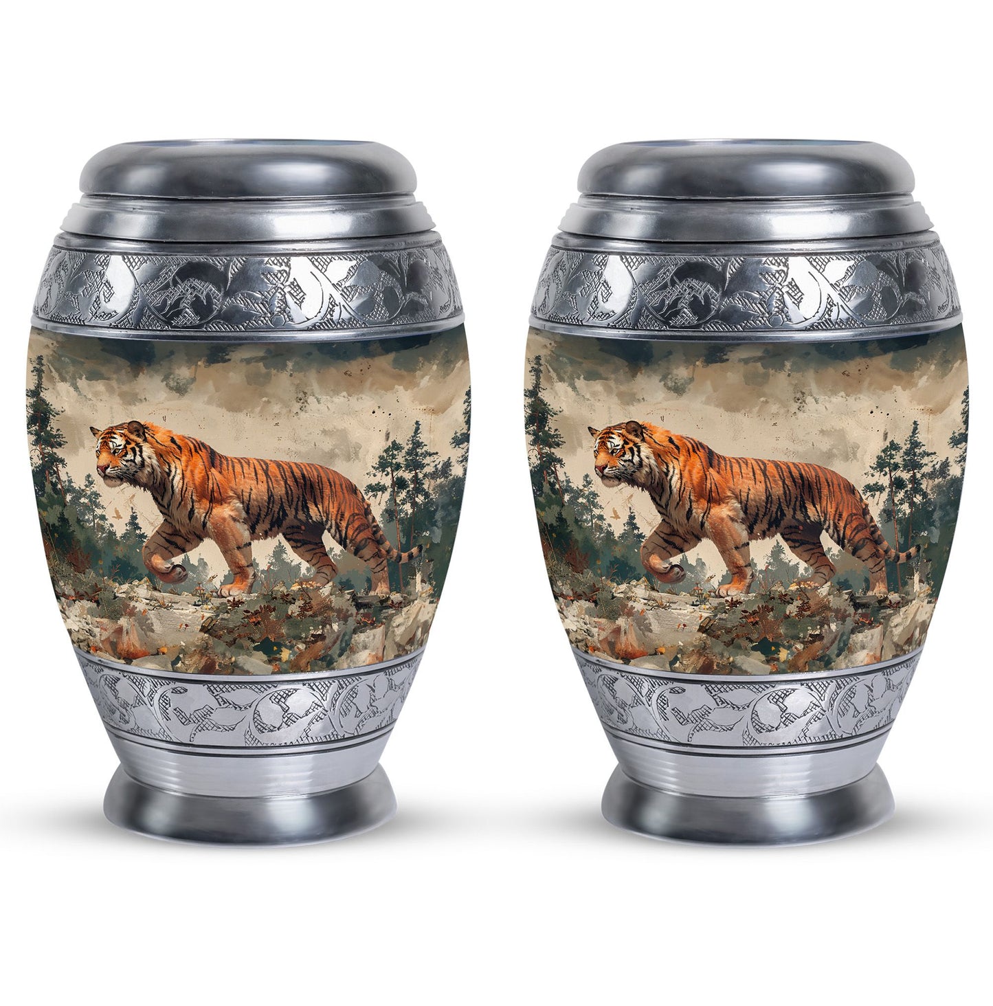 Personalized Tiger Cremation Urn for Adults - 10-inch, 200 cu in - Yatskia