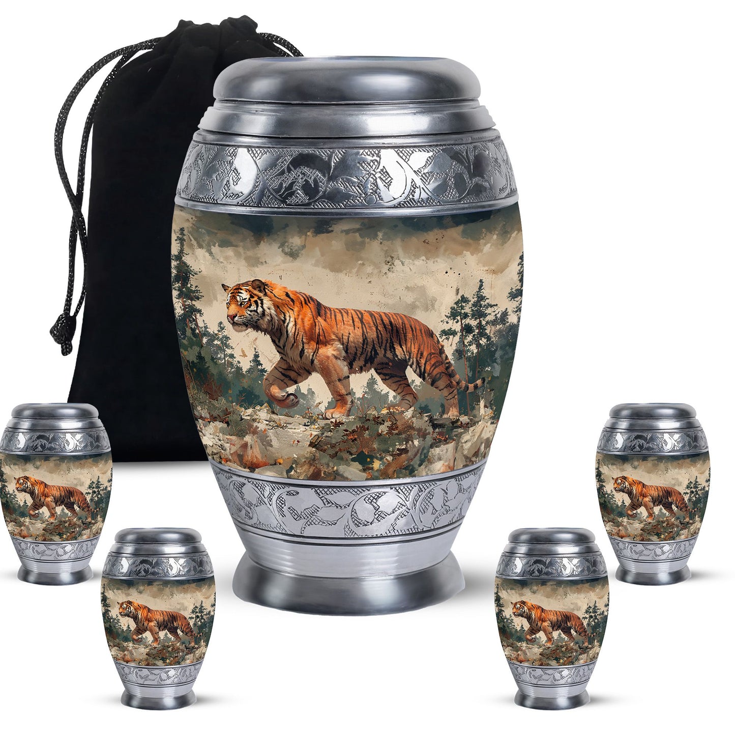 Personalized Tiger Cremation Urn for Adults - 10-inch, 200 cu in - Yatskia