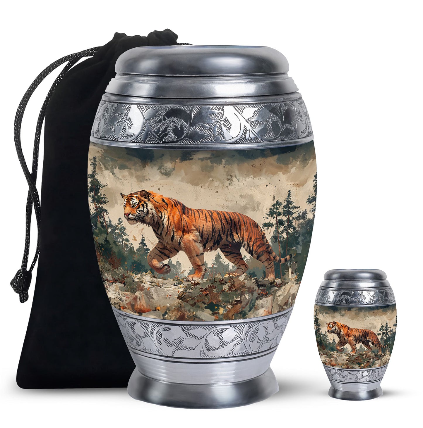Personalized Tiger Cremation Urn for Adults - 10-inch, 200 cu in - Yatskia