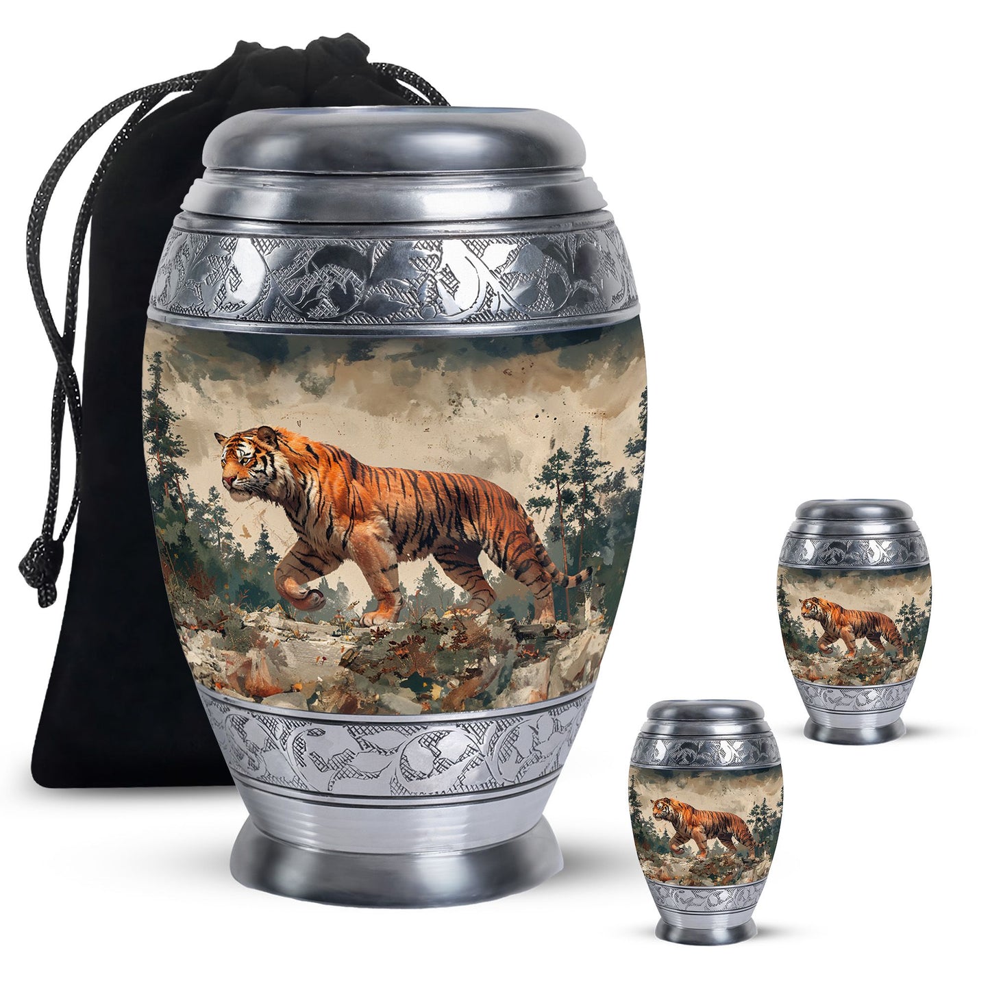 Personalized Tiger Cremation Urn for Adults - 10-inch, 200 cu in - Yatskia