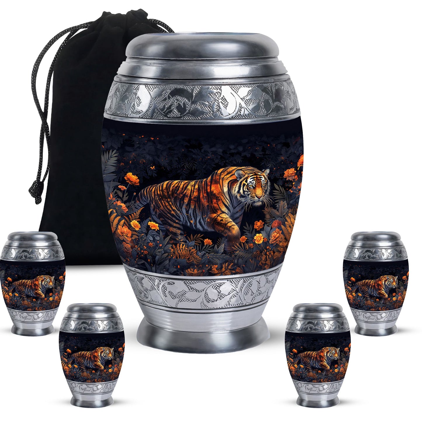 Personalized Tiger Cremation Urn for Human Ashes - 10-inch, 200 cu in - Yatskia