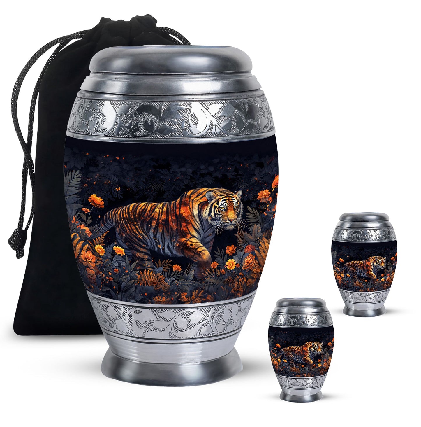 Personalized Tiger Cremation Urn for Human Ashes - 10-inch, 200 cu in - Yatskia