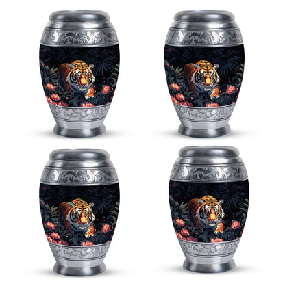 Black Personalized Tiger Cremation Urn for Human Ashes - 10-inch, 200 cu in - Yatskia