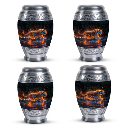 Black Personalized Tiger Cremation Urn for Human Ashes - 10-inch, 200 cu in - Yatskia