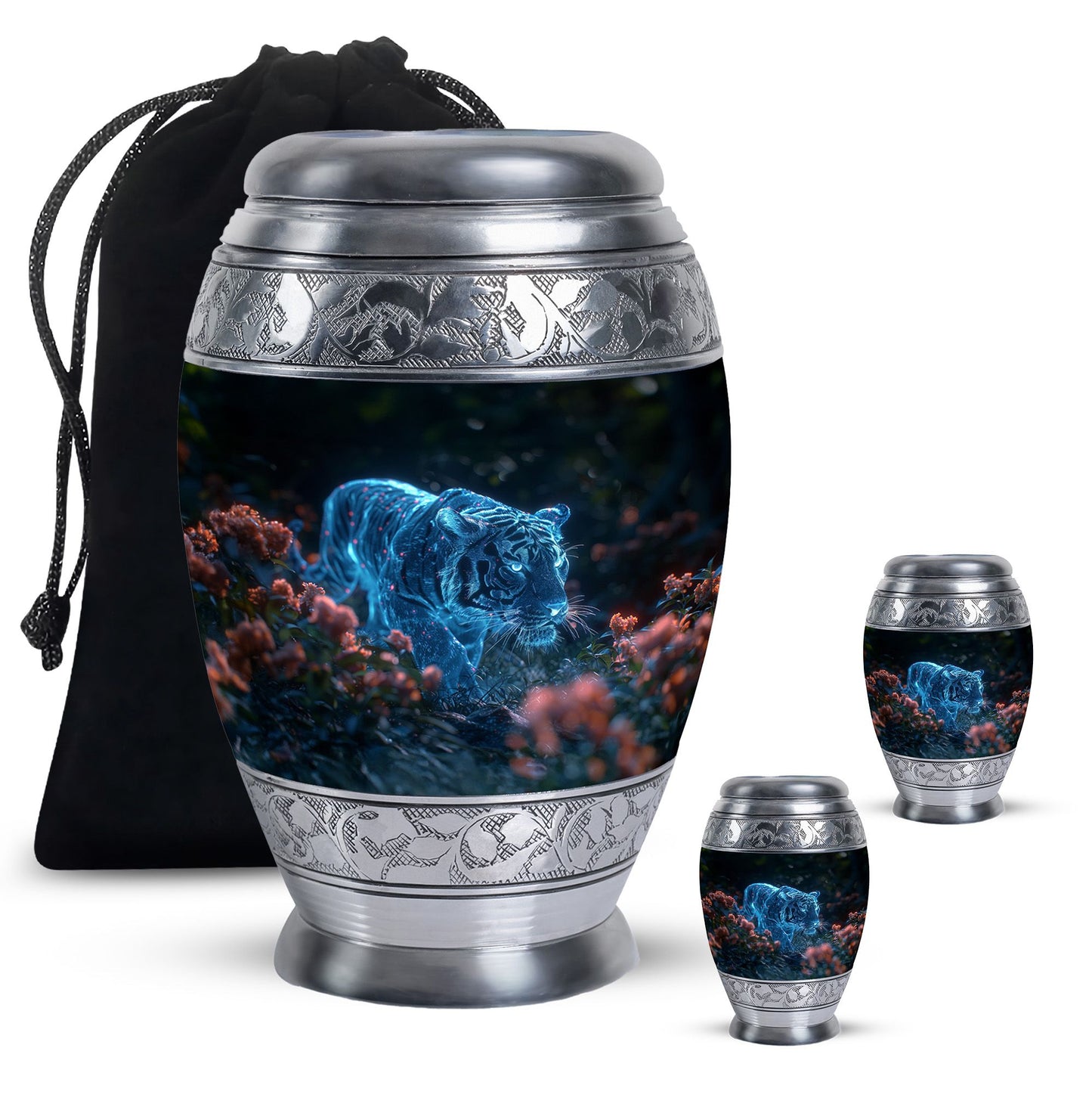 Personalized Tiger Keepsake Urn for Human Ashes - 10-inch, 200 cu in - Yatskia