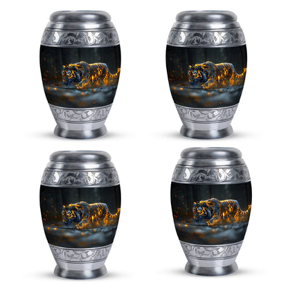 Black Personalized Tiger Cremation Urn for Human Ashes - 10-inch, 200 cu in - Yatskia
