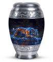 Blue Tiger Design Cremation Urn - Large Urns For Female & Male