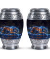 Blue Tiger Design Cremation Urn - Large Urns For Female & Male