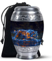 Blue Tiger Design Cremation Urn - Large Urns For Female & Male