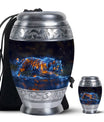 Blue Tiger Design Cremation Urn - Large Urns For Female & Male