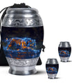 Blue Tiger Design Cremation Urn - Large Urns For Female & Male