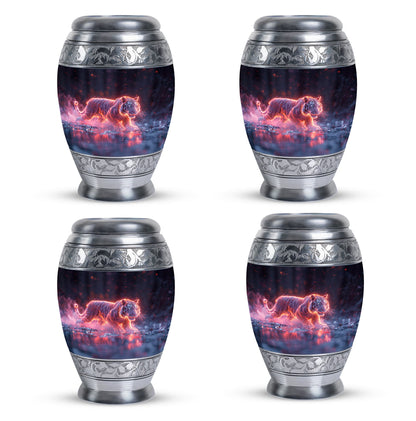 Black Personalized Tiger Cremation Urn for Human Ashes - 10-inch, 200 cu in - Yatskia