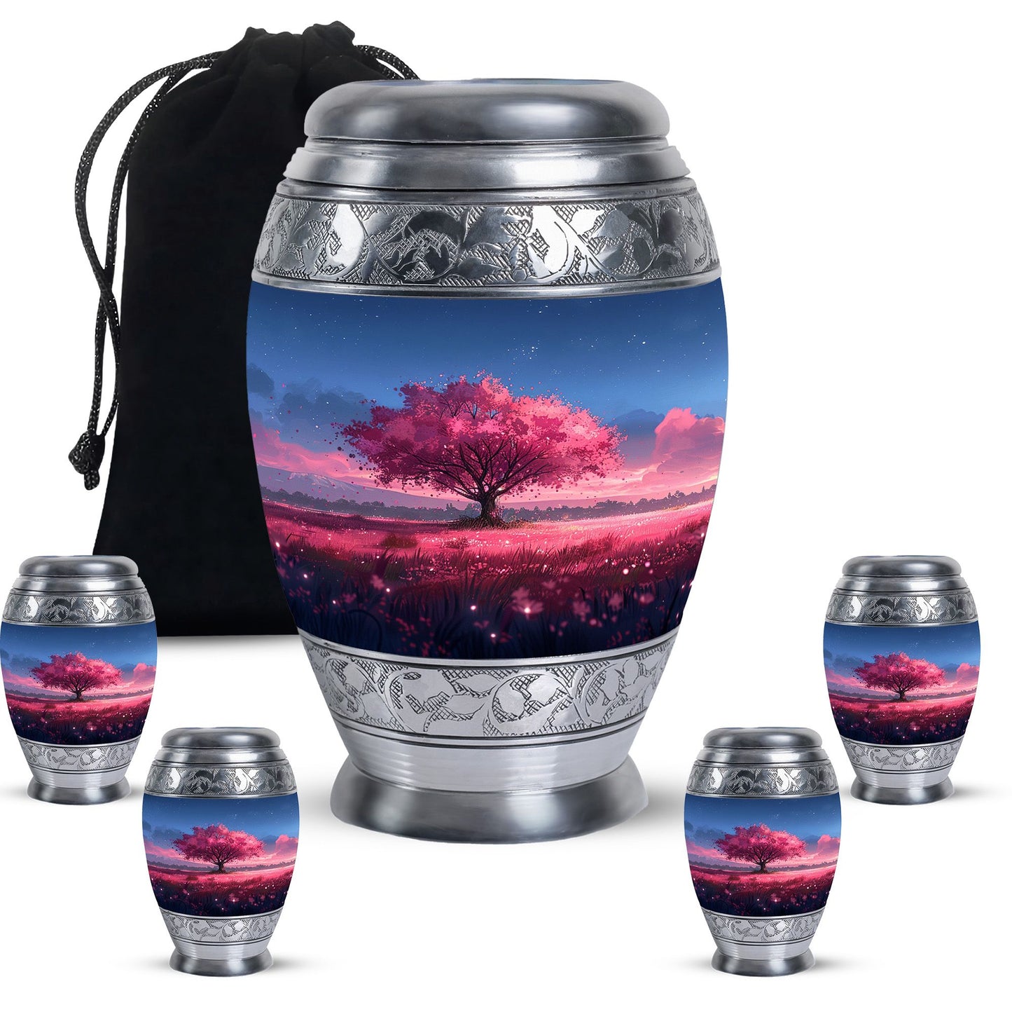 Pink Personalized Tree of Life Cremation Urn for Human Ashes - 10-inch, 200 cu in - Yatskia