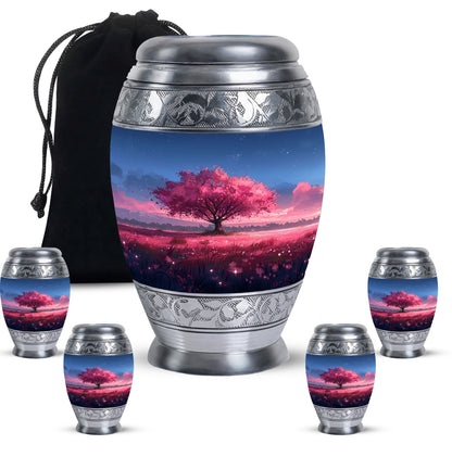 Pink Personalized Tree of Life Cremation Urn for Human Ashes - 10-inch, 200 cu in - Yatskia