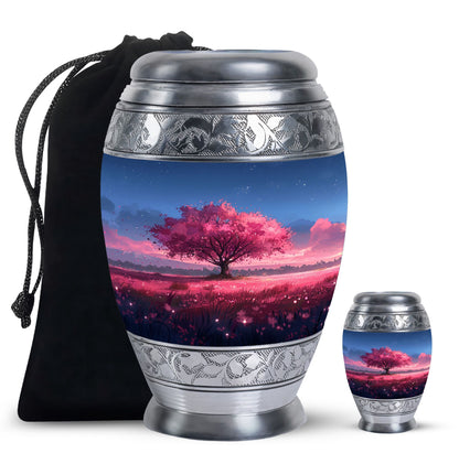 Pink Personalized Tree of Life Cremation Urn for Human Ashes - 10-inch, 200 cu in - Yatskia