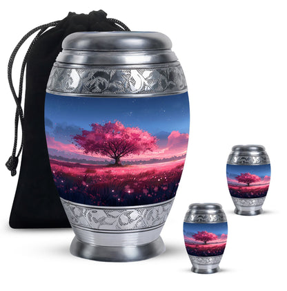 Pink Personalized Tree of Life Cremation Urn for Human Ashes - 10-inch, 200 cu in - Yatskia