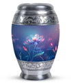 Beautiful Blue Flower Urn - Artistic Floral Design Cremation Urn for Ashes