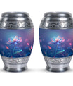Beautiful Blue Flower Urn - Artistic Floral Design Cremation Urn for Ashes