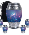 Beautiful Blue Flower Urn - Artistic Floral Design Cremation Urn for Ashes