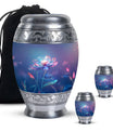 Beautiful Blue Flower Urn - Artistic Floral Design Cremation Urn for Ashes