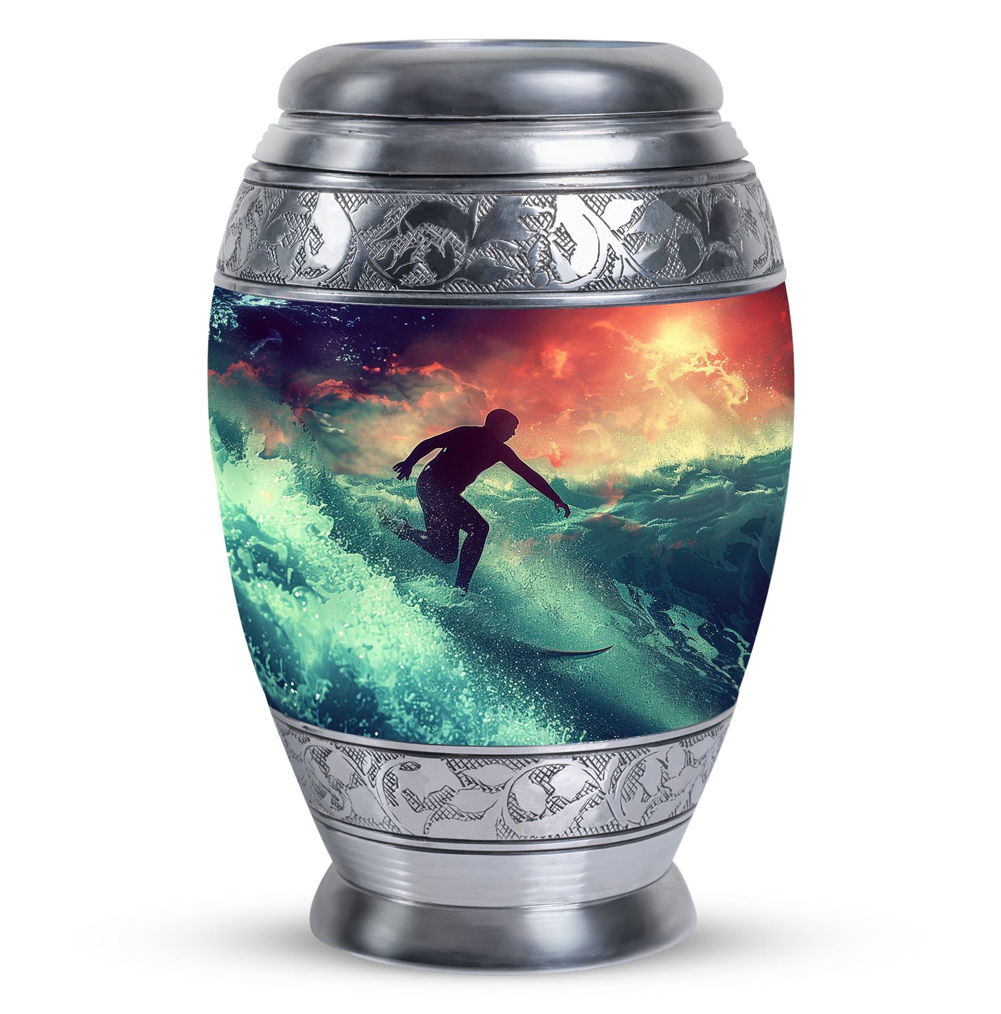 Surfing Man In Ocean - Decorative Unique Urn For Ashes Adult Male