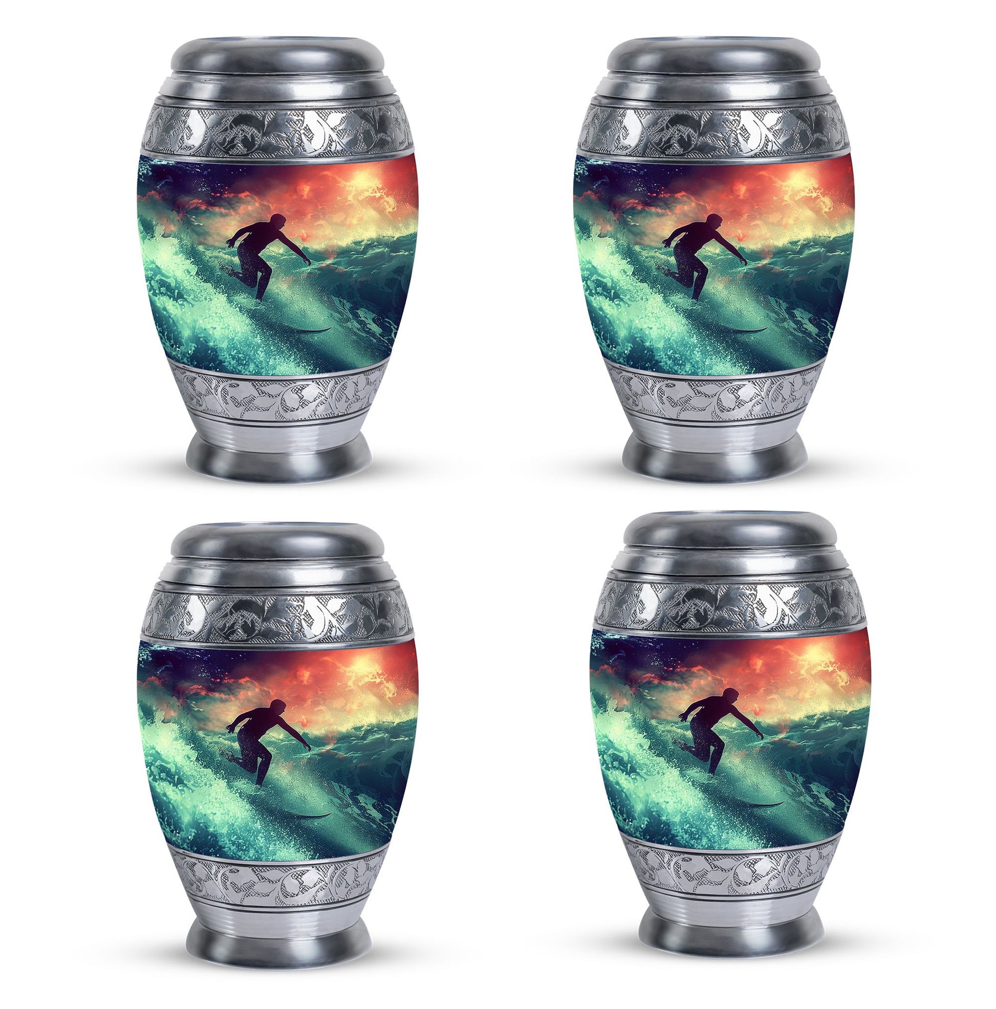 Surfing Man In Ocean - Decorative Unique Urn For Ashes Adult Male