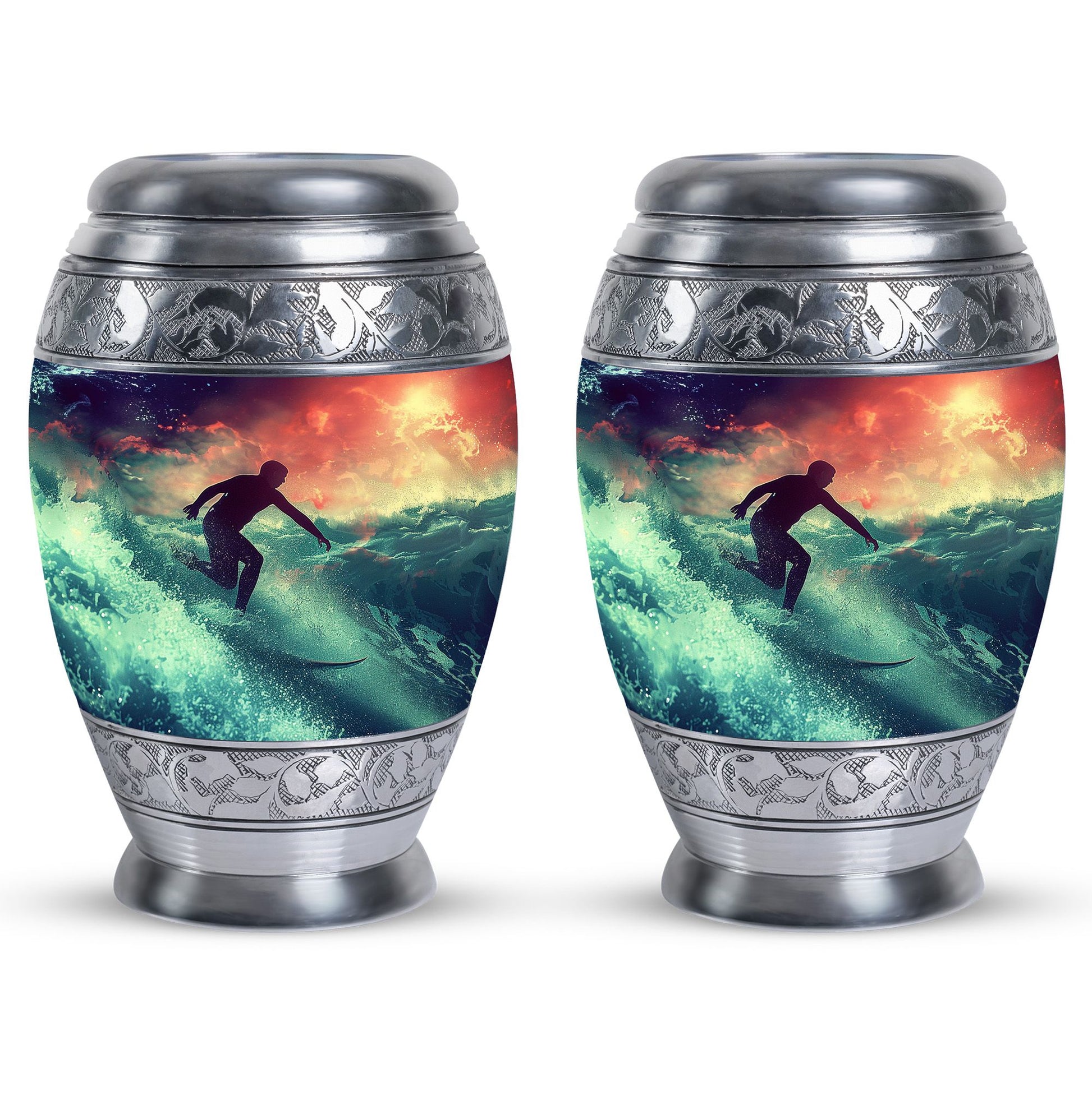 Surfing Man In Ocean - Decorative Unique Urn For Ashes Adult Male