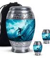 Midnight Surf Odyssey - Large Urn Memorial, Funeral Cremation Urn